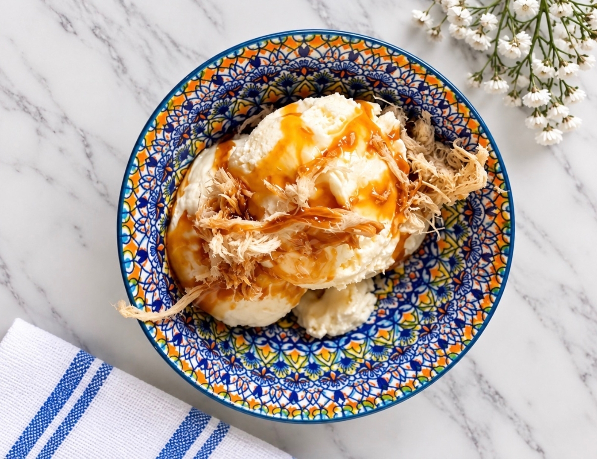 Vanilla halva ice cream at Nagila Moroccan Cuisine